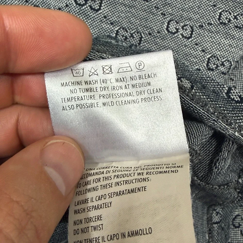 Gucci Polo Shirt Mens S Small Gray GG Monogram Designer Made in Italy